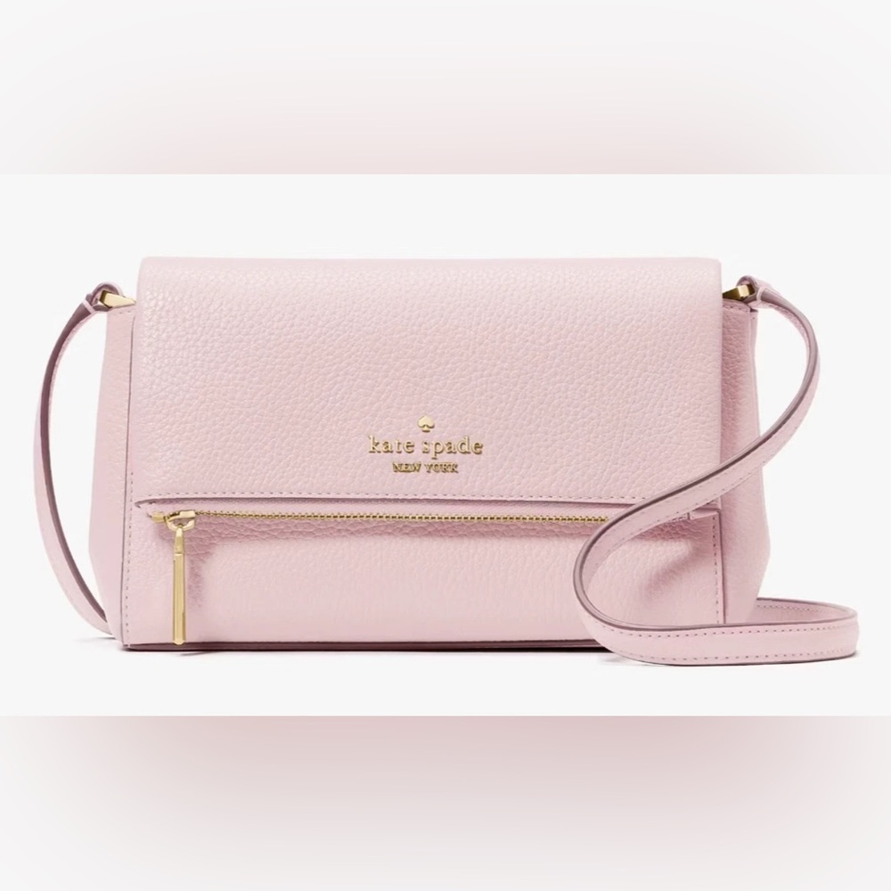 Kate Spade Leila Mini Zip Crossbody Bag Pink Leather Purse KE487 $329 Retail